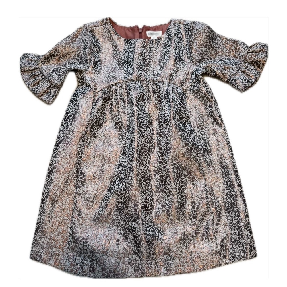 Gymboree Metallic Copper Bronze Rose Gold Holiday Formal Kids Dress with Stars